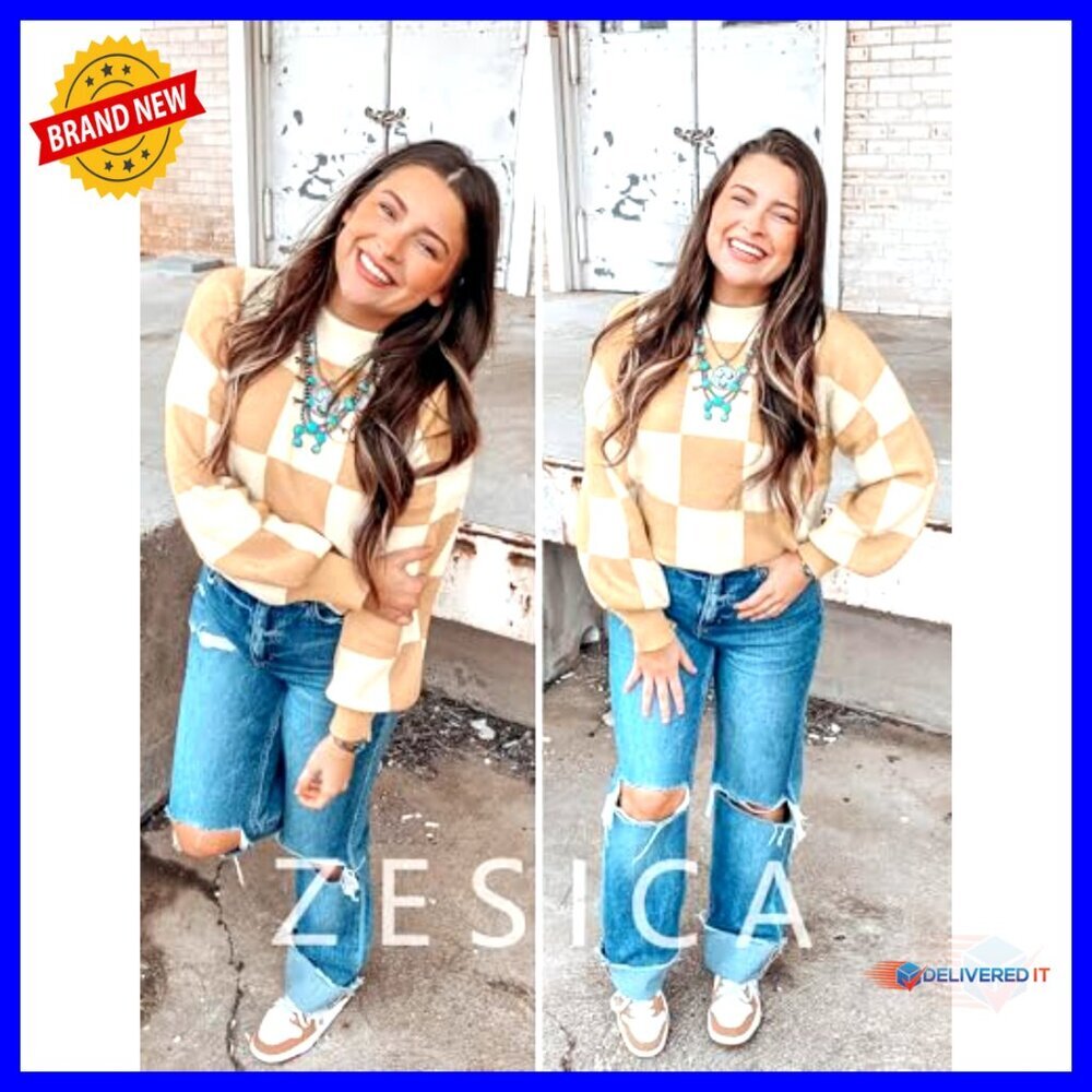 Striped Ribbed Knit Pullover Turtleneck Loose Fit Y2K Chic Sweater Top - Picture 5 of 7